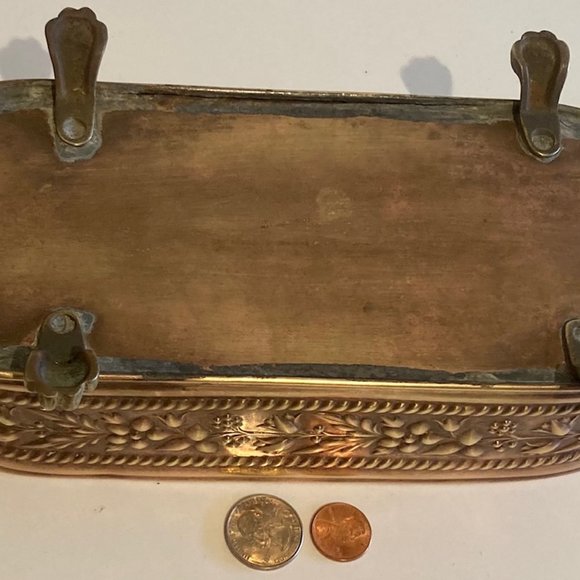 Vintage Metal Brass Planter, Oval, Embossed, 10" x - Picture 5 of 5